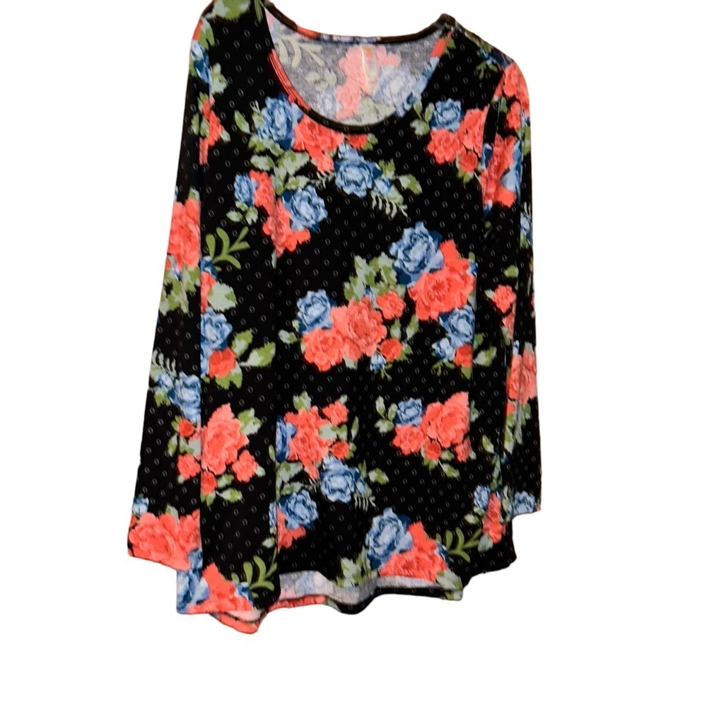 LuLaRoe Lynnae PINK blue floral Long Sleeve Top plus size 2X